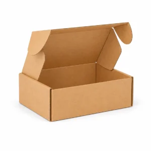 Caja de envio 20x12x7 cm abierta, interior de carton microcorrugado kraft