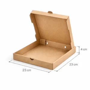 Caja para pizza 23x23 cm abierta, interior de carton microcorrugado kraft