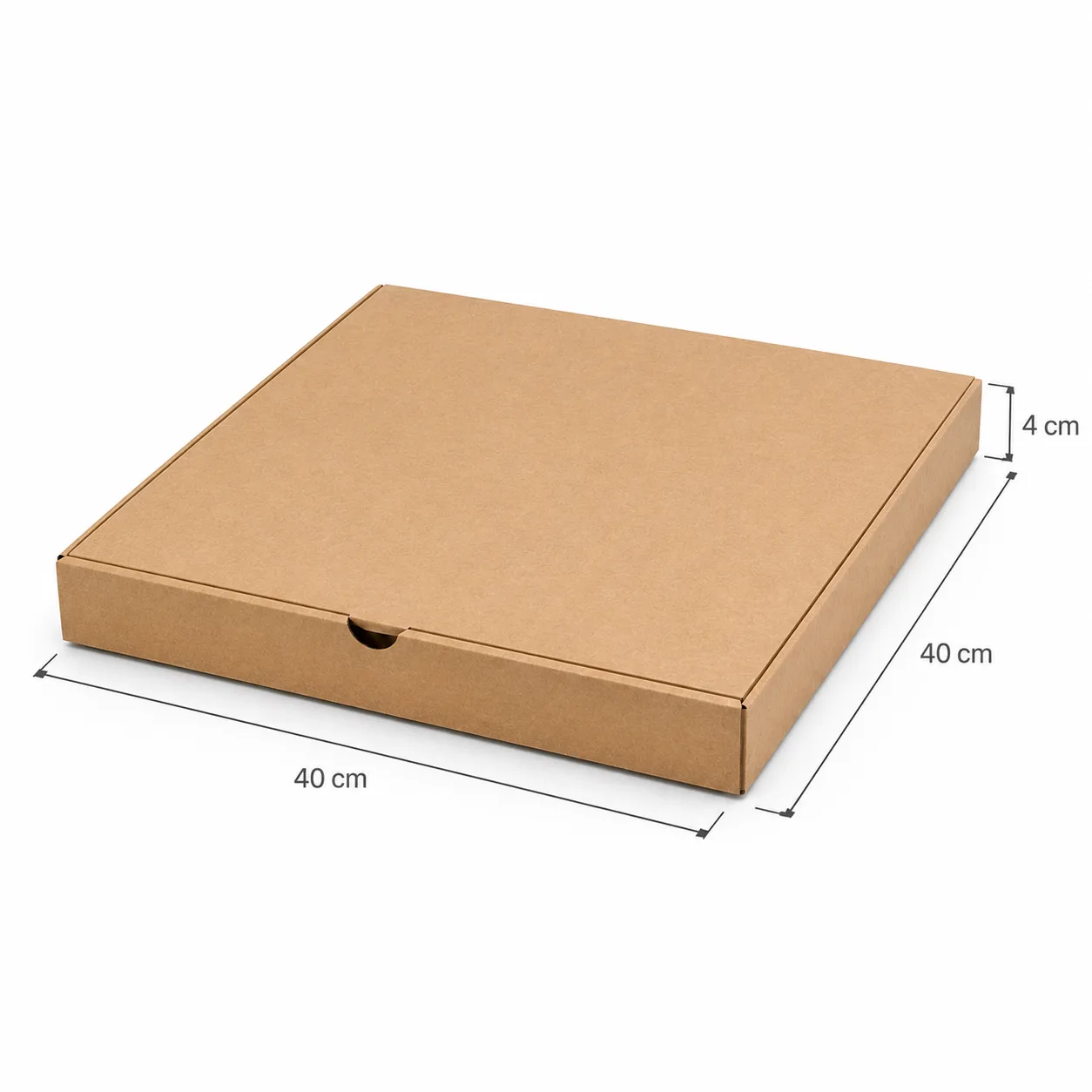 Caja para pizza 40x40 cm cerrada en carton kraft para pizzas familiares